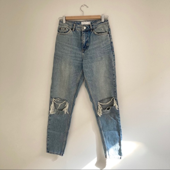 Topshop mom jeans with double rip W26 - Picture 2 of 9